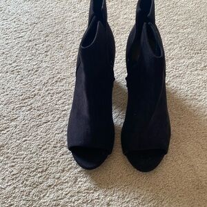 Faux suede, black ankle boots size 10